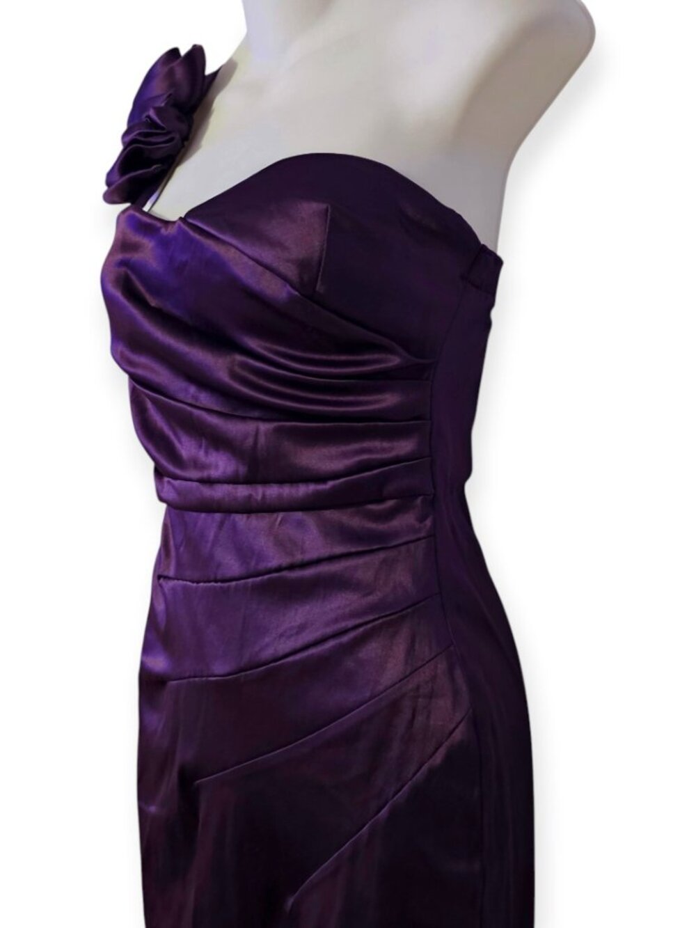 NWT April Shakira Satin Mini Dress Women’s Medium Purple One Shoulder Formal - Picture 6 of 10